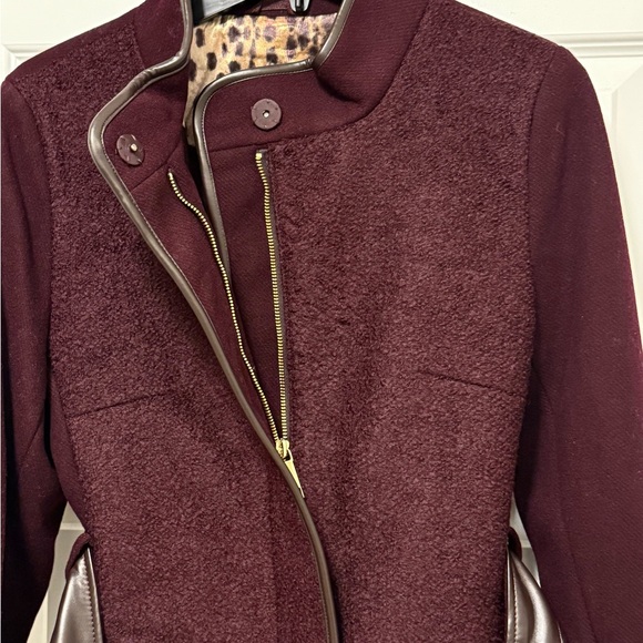 Nine West Women's Burgundy Wool Blend Coat with Belt - NEW - Picture 9 of 15